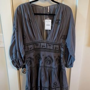 NWT Free People Charcoal Lace Cut Out Dress 8